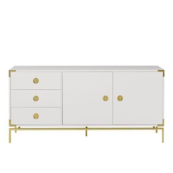 Fabrizio White Sideboard Cabinet with Brass Detail