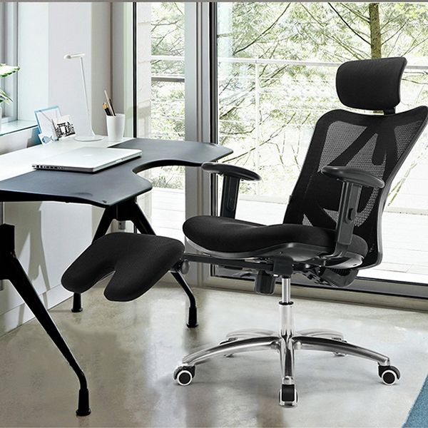 Dexter Style Ergonomic Mid-back Office Chair with foot stool
