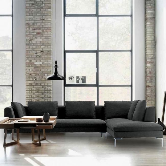 Domino Fabric Feather Down Sofa - L Shape / Sectional Sofa