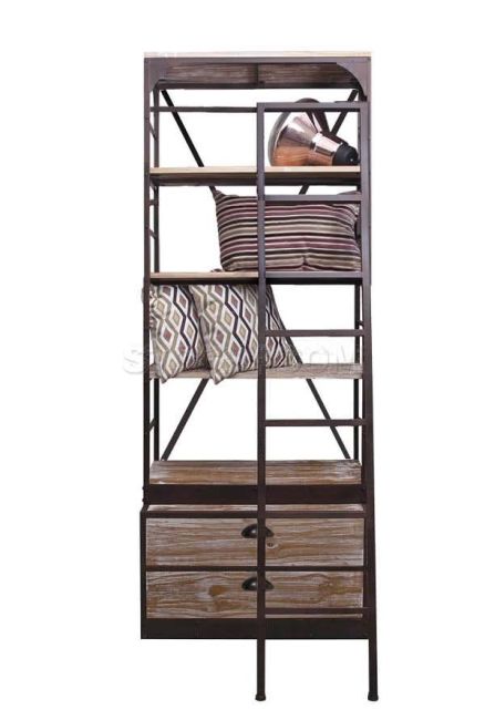 Eiffel Industrial Slim Bookshelf - Low (with ladder)
