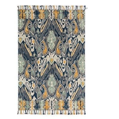 Hand Tufted Indian Style Rug  Carpet - Multi Blue