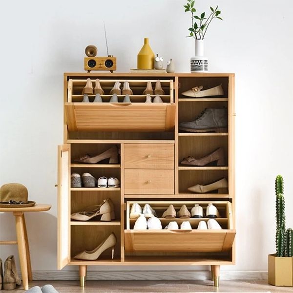 Lavora Solid Wood Designer Shoe Storage Cabinet