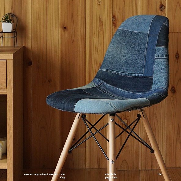 Charles Eames DSW Style Dining Chair - Upholstered - Full Fabric - Jean