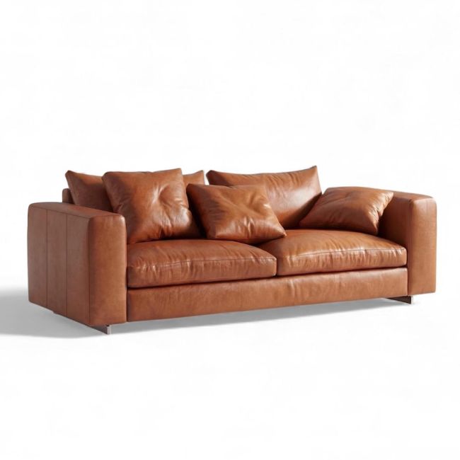 Kagan Leather Feather Down Sofa - 2 seater