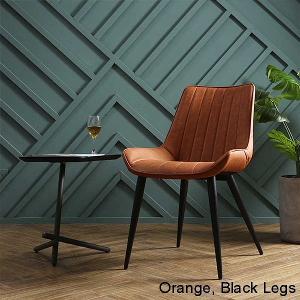 Hille PU Leather Upholstered Dining Chair With Metal Legs