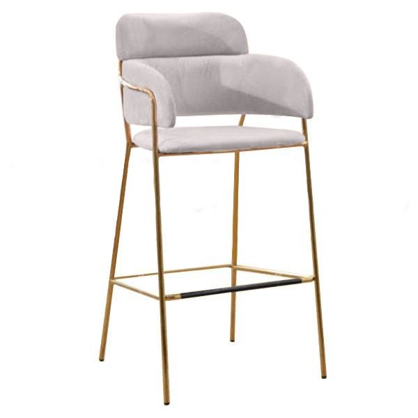 Madsen Velvet Bar Stool Chair Stool with Brass Frame