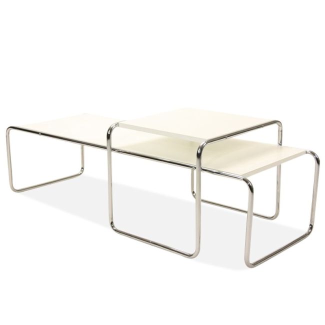 Marcel Breuer Style Laccio Coffee Table + Side Table