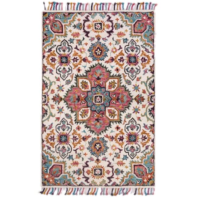 Nordic Plant White Flower Rug / Carpet