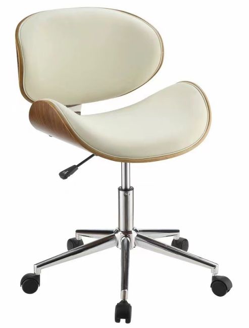 PU Leather Curved Adjustable Office Chair with Back and Seat Cushion