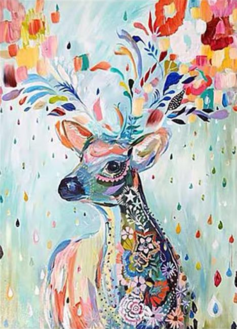 Reindeer Oil Painting