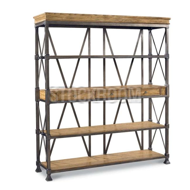 Sarah Industrial Bookshelf with Drawers