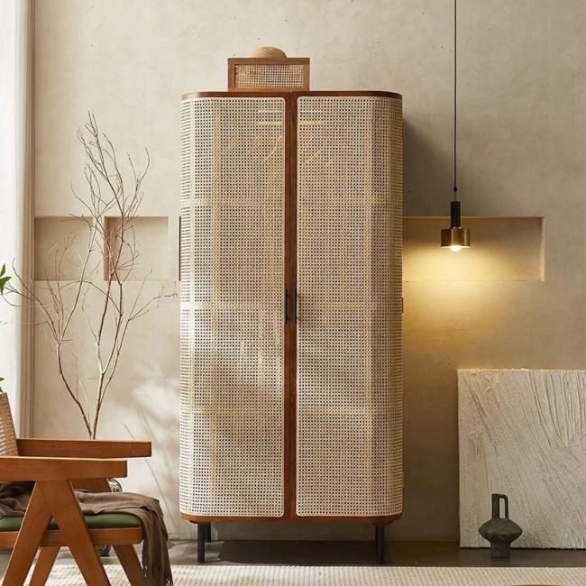 Skyler Contemporary Woven Cane Wardrobe 2 doors