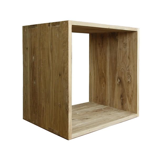 Solid Recycled Elm Wood Storage Cube / Side Table - Square