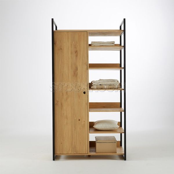 Tavvi Modular Industrial Wardrobe with 1 Door & 6 Shelves By Stockroom