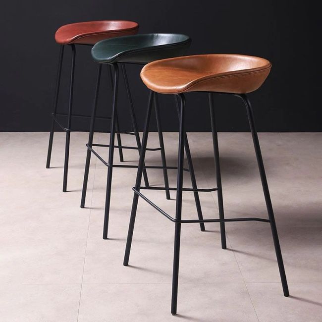 Toledo Industrial Metal Counter Stool with Low Back Upholstered Bar Stool