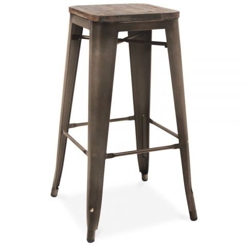 Xavier Pauchard Tolix Style Bar Stool (Wooden Top)