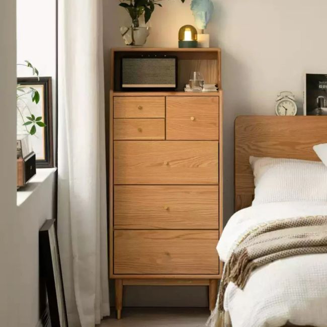 Travis Solid Oak Wood Chest - 6 Drawers