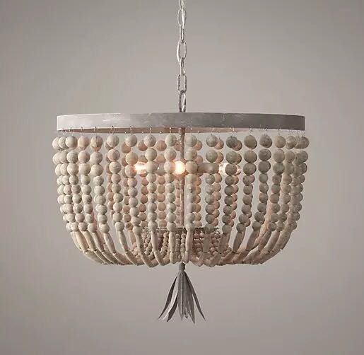 Whitewash Wood Bead Pendant Lamp