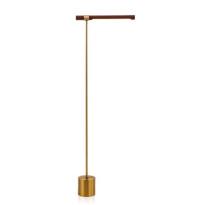 Wood Stick Contemporary Floor Lamp with Brass Base