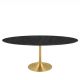 Eero Saarinen Tulip Style Oval Dining Table with Brass Base - Marble