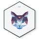 Stockroom  Artworks - Hexagon Canvas Wall Art - Bluetone Geometric Cat - More Sizes