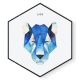 Stockroom  Artworks - Hexagon Canvas Wall Art - Bluetone Geometric Lion - More Sizes