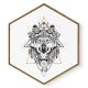Stockroom  Artworks - Hexagon Canvas Wall Art - Tattoo Wolf - More Sizes