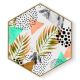Stockroom  Artworks - Hexagon Canvas Wall Art - Geometry with Branching Leaves - More Sizes