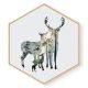 Stockroom  Artworks - Hexagon Canvas Wall Art - Minimalist Deer Family - More Sizes