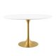 Eero Saarinen Tulip Style Mini Oval Dining Table with Brass Base