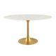 Eero Saarinen Tulip Style Mini Oval Dining Table with Brass Base - Marble