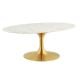 Tulip Style Oval Coffee Table With Brass Base - Marble