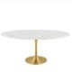 Eero Saarinen Tulip Style Oval Dining Table with Brass Base - Marble