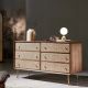 Nabee Rattan Woven Solid Wood 6 Drawers Dresser Sideboard  Cabinet