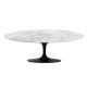 Tulip Style Oval Coffee Table With Black Base - Marble