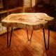 Zen Style Wood Slab Hairpin Side Table